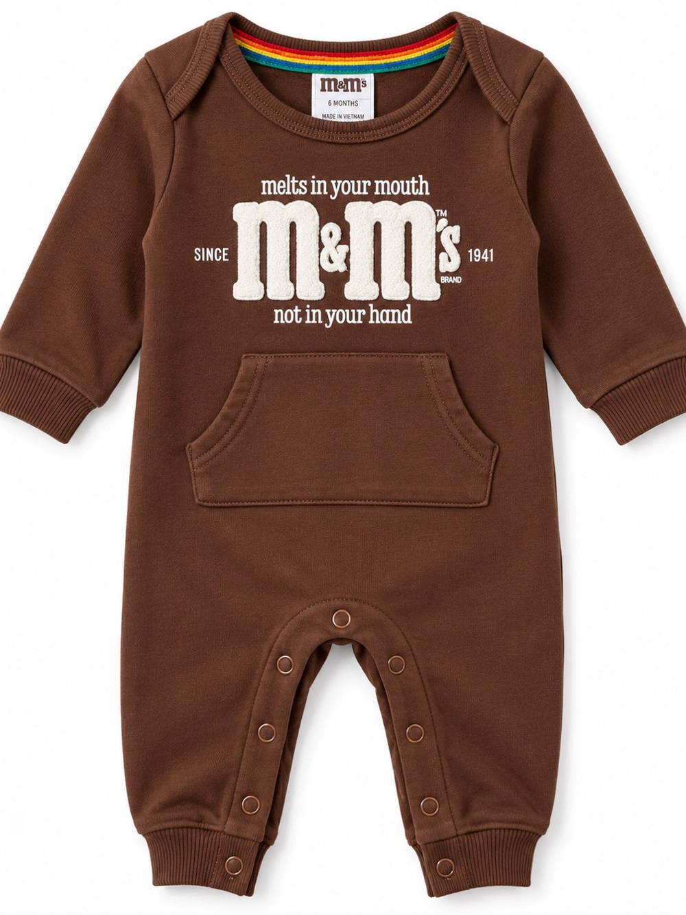 M&M’s Baby Brown Sweatshirt Romper One Piece Size 6M